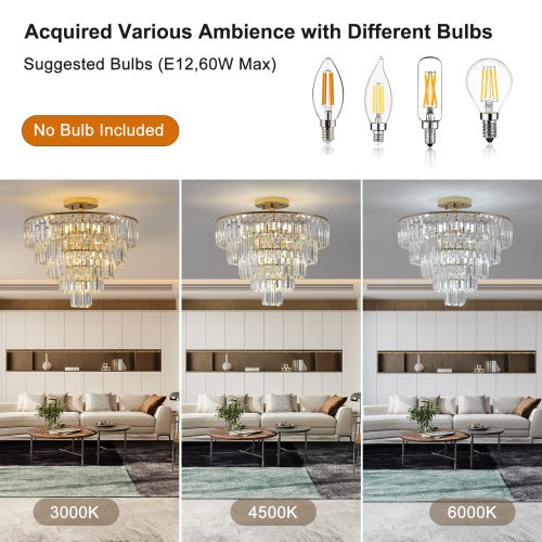 Elevate your space with aGolden Crystal Chandelier, 5-Layer Luxury Round Ceiling Lamp, it's adds modern elegance to living rooms, dining areas & more.