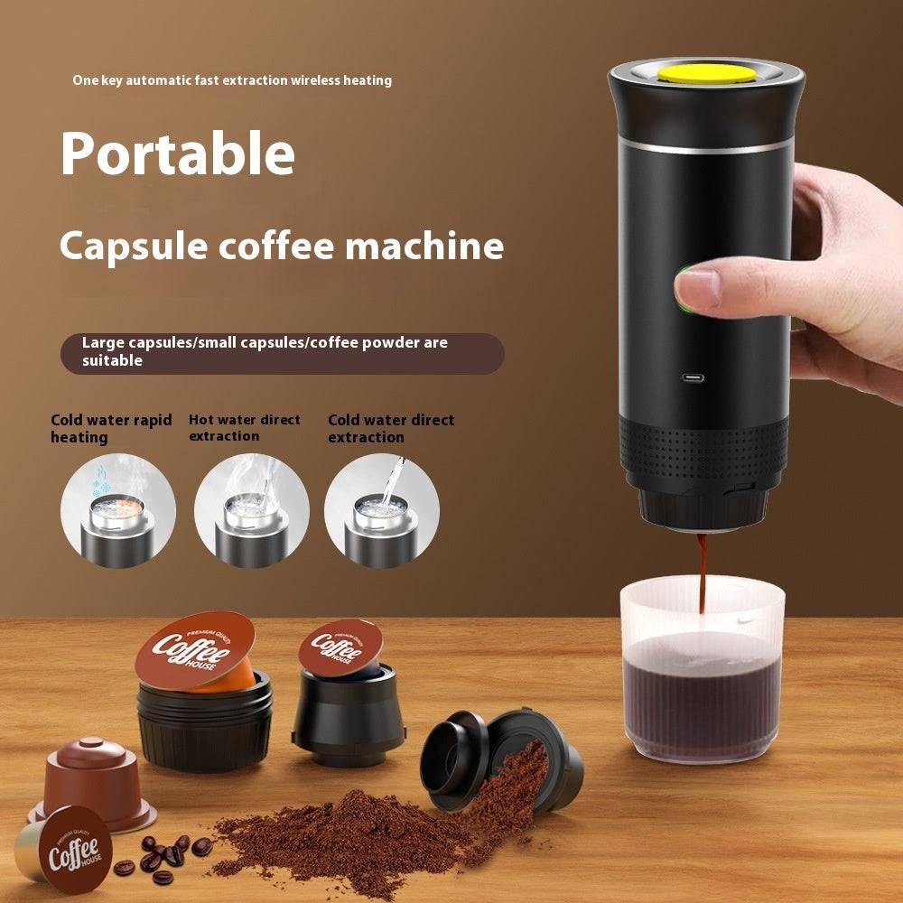 Discover the Portable Capsule Coffee Machine. Electric, wireless, and compact, it's the perfect kitchen gadget for coffee lovers on the go.