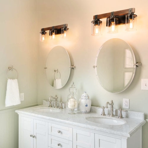 Farmhouse Dresser Lamps | Rustic Bathroom Wall Lamps