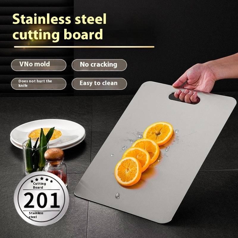 Durable Thickened Stainless Steel Cutting Board for Vegetables & Meat. Perfect for precision cutting and lasting performance in your kitchen.