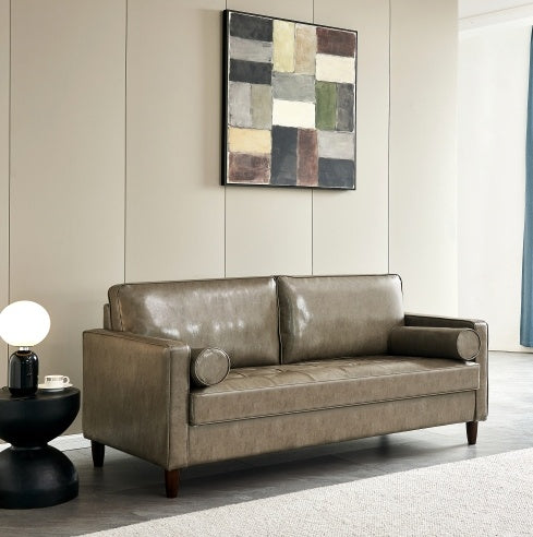 Modern Mid-Century Vegan Leather Sofa – Stylish & Durable