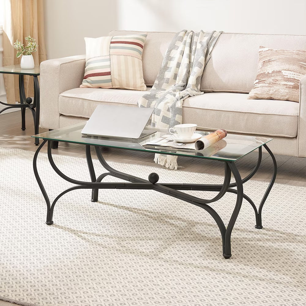 Upgrade your living space with thisElegant 3-Piece Tempered Glass Coffee Table Set for Living Room, featuring a sleek design and durable construction.