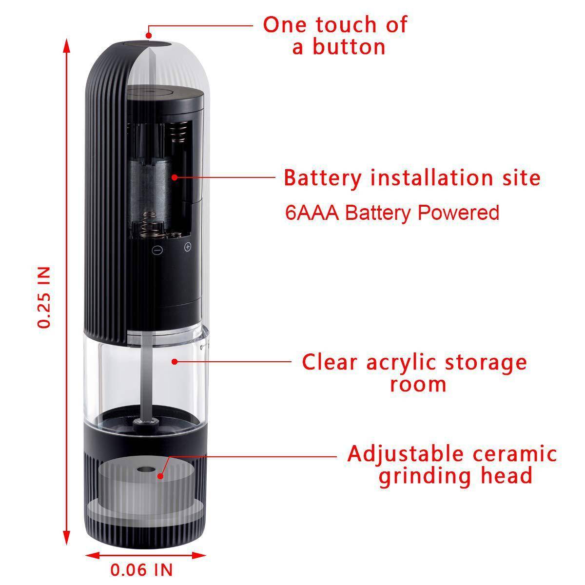 Electric Pepper Grinder for Easy, Adjustable Spice Grinding. Effortlessly grind your spices to your preferred texture with adjustable settings for consistent seasoning.